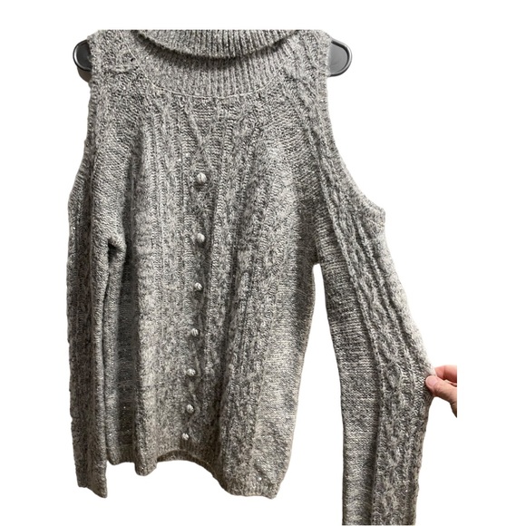 Chelsea 28‎ Sequined Soft Sweater, size Medium White Gray Silver - Picture 4 of 8